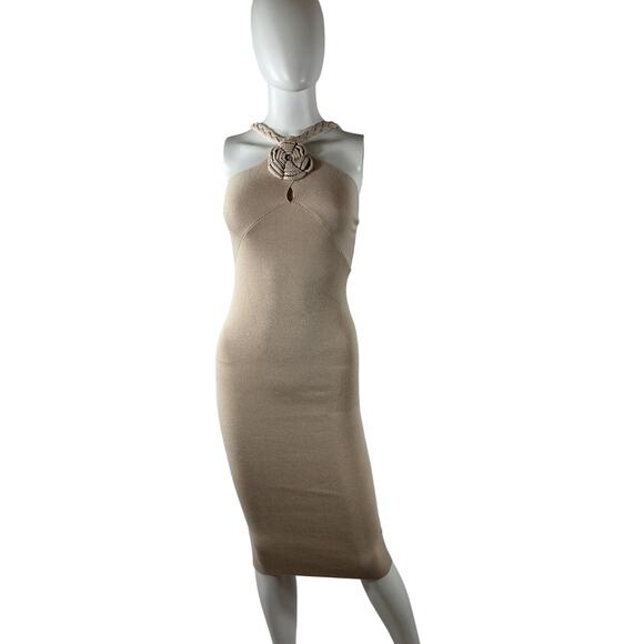 Le Superbe 'Eve' Beige Viscose Midi Dress Size XS - Picture 2 of 4